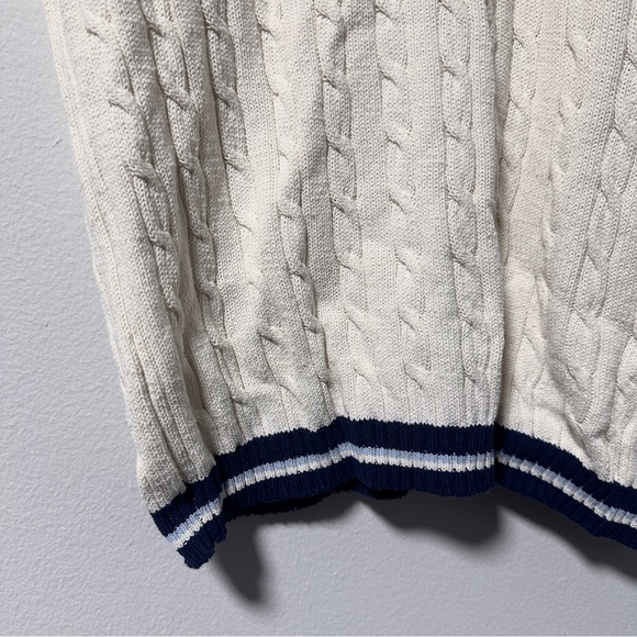 Vintage Tommy Hilfiger Off-White Cable Knit V-Neck Sweater Women’s Size Large - Picture 8 of 14